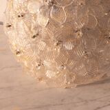 Murano Ceiling Light Gold and Traspare Flower by Seguso for Venini, Italy, 1960s