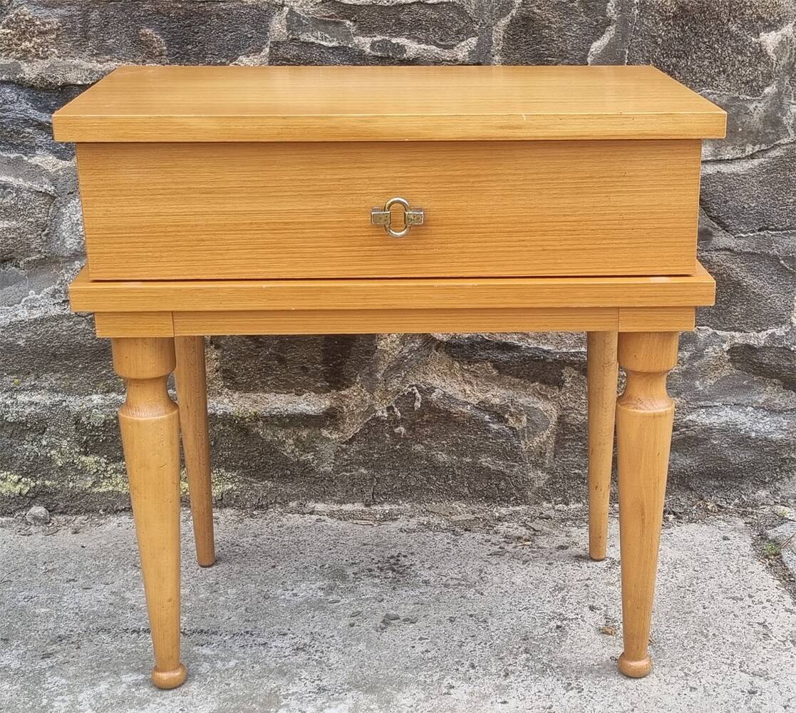 Blond wood bedside table, vintage, 1960s