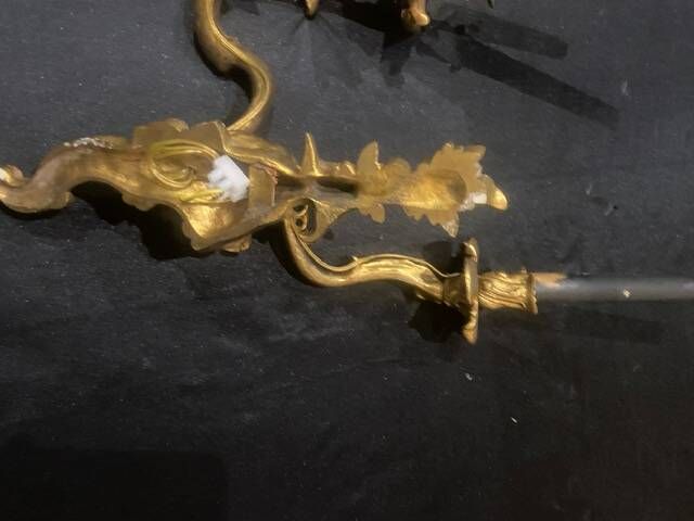 A pair of gilt bronze wall sconces in the chinese style - louis xv style
