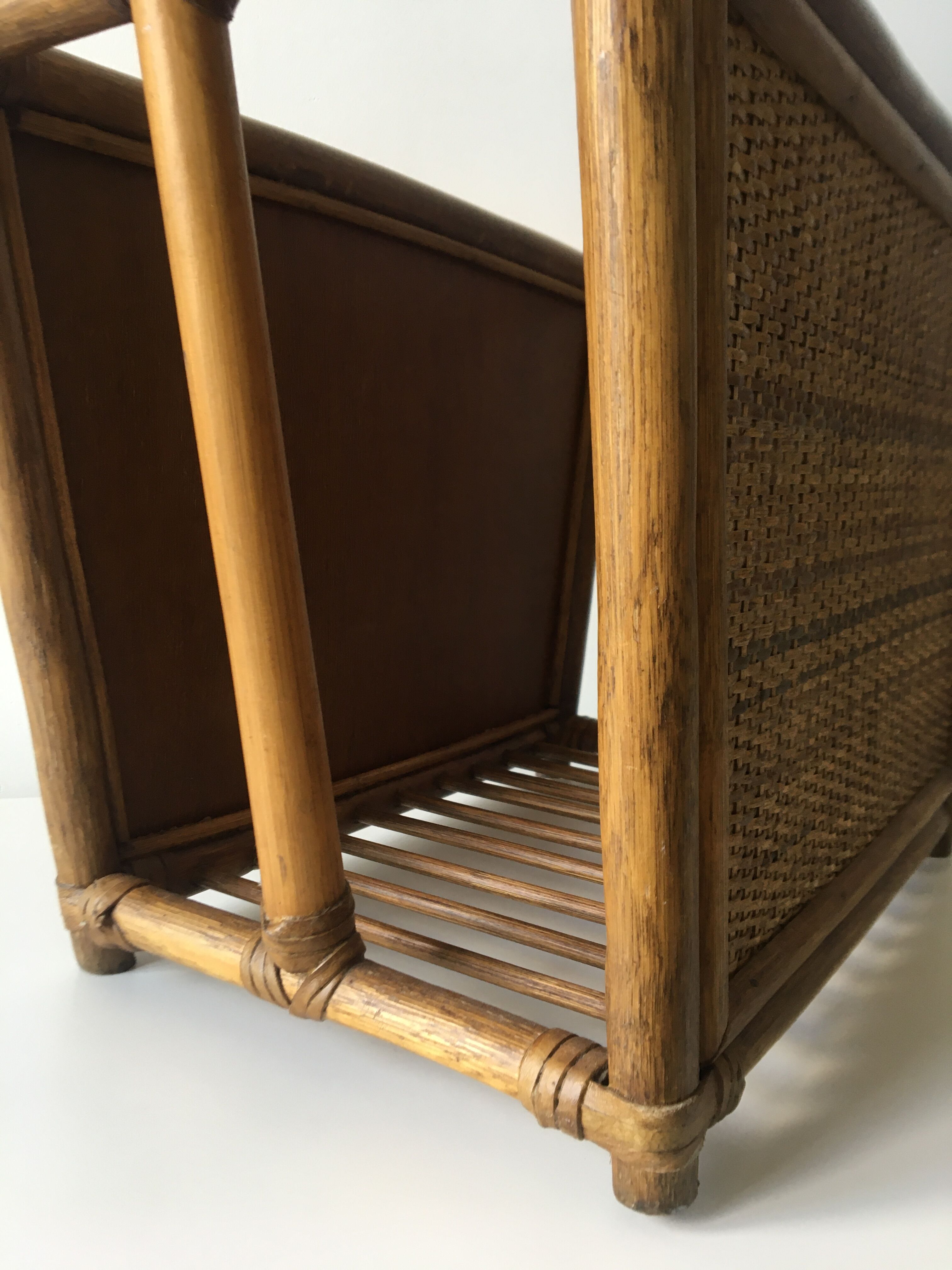 1960s rattan magazine rack