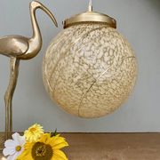 Vintage globe pendant light in yellow and gold clichy glass XXL