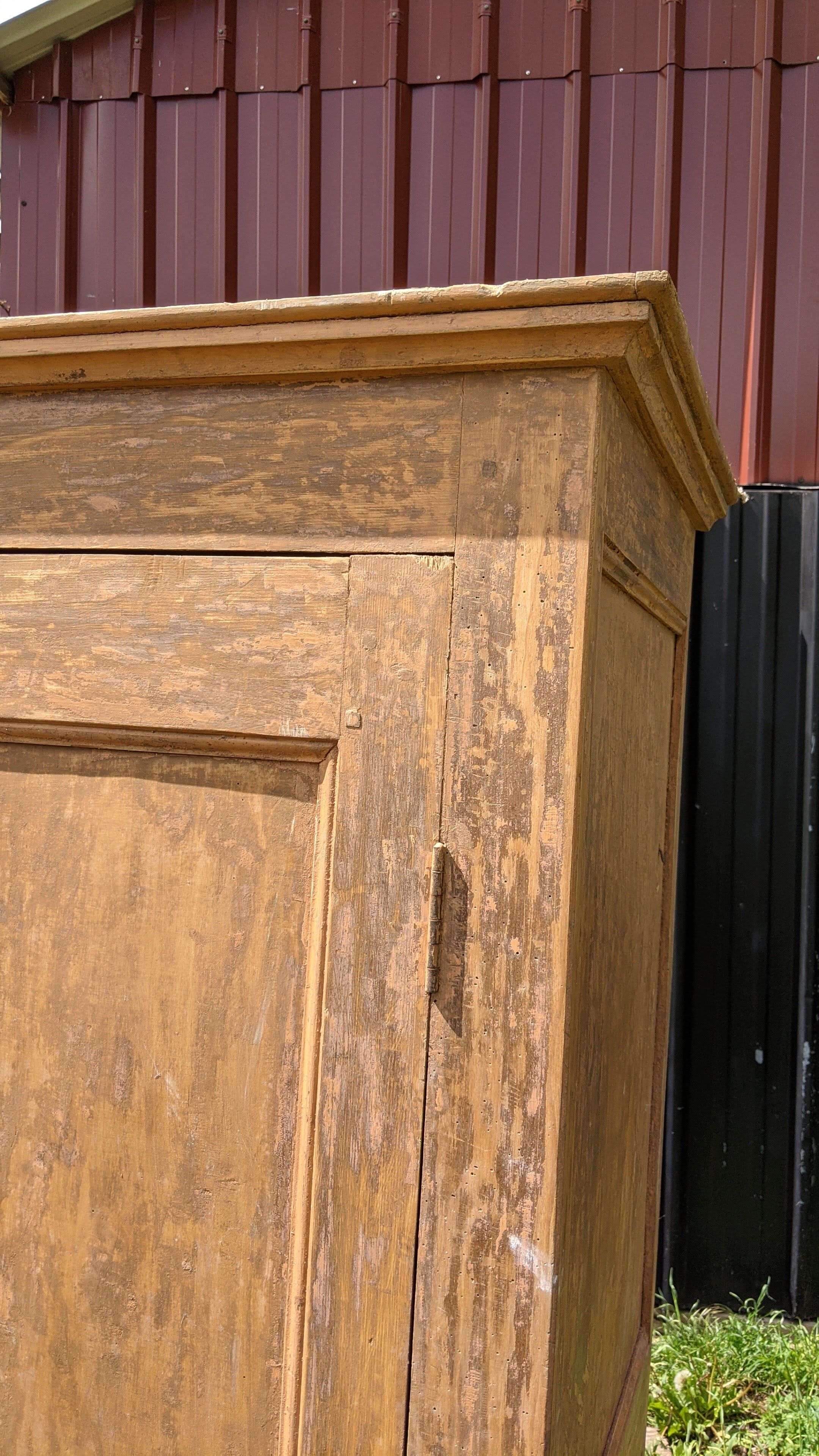 Old workshop cabinet in raw wood