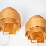 Pair of pine wood wall lamps V327 by Hans-Agne Jakobsson, AB Elysset, 1960s