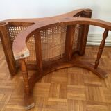 Colonial footstool, foot caned teak