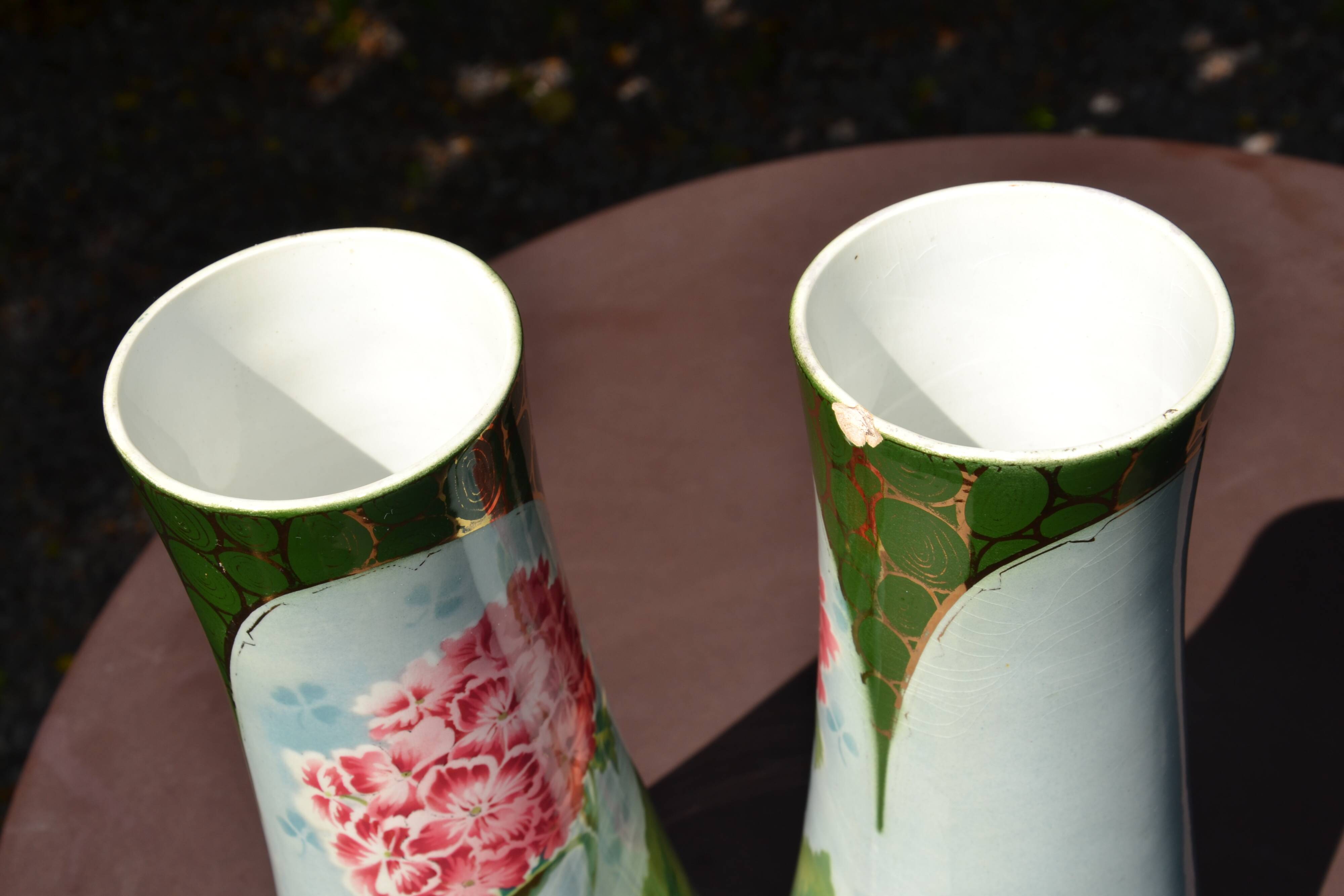 2 flowered vases St Amand early 20th century