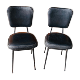 Pair of vintage black skai chairs