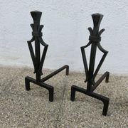 Wrought iron hammered gates in the style of Subes or Poillerat, 1950s.