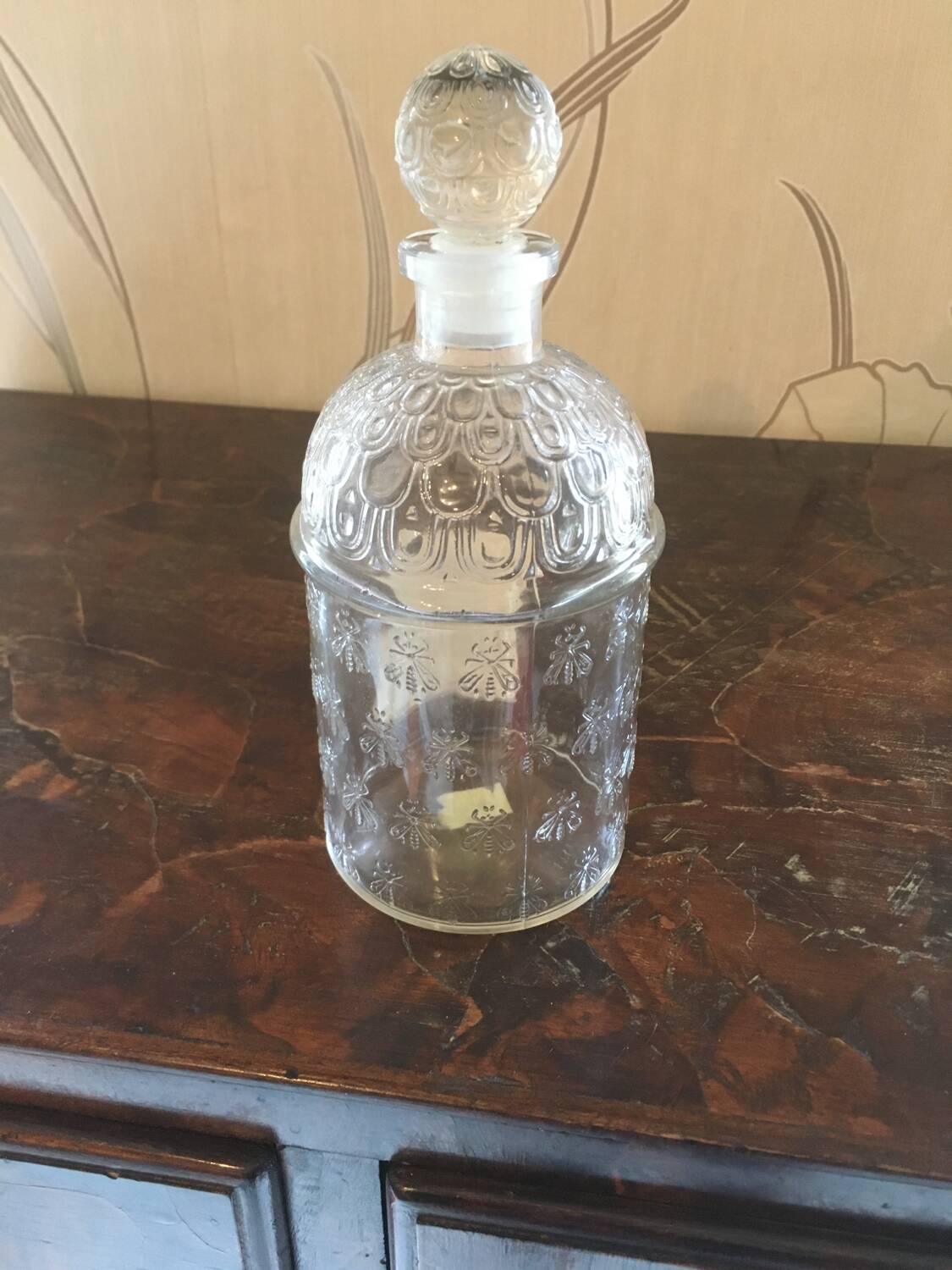 Old Guerlain perfume bottle engraved glass bees