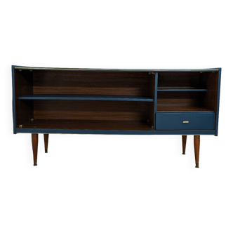 Vintage wooden & blue sideboard / open sideboard storage unit