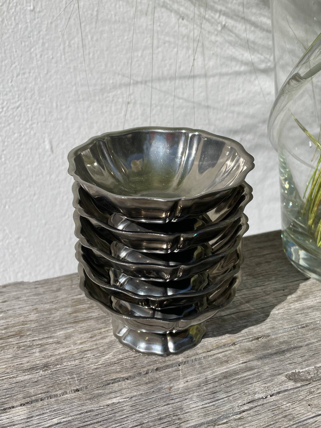 5 stainless steel cups 1970