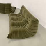 Vintage 2 and 3 seater green velvet togo set