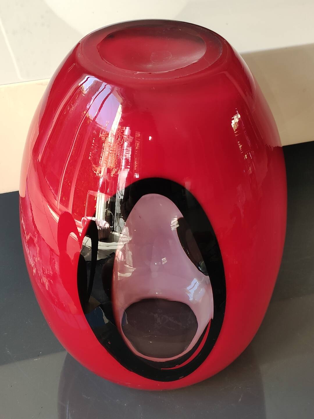 Design Vase/Art Glass Tealight Vase/Dreamlight Mediterrana. 21x15cm