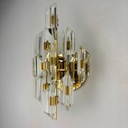 Oscar Torlasco for Stilkronen wall sconce, cut Murano glass, Italy, circa 1970s