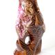 Vallauris fish pitcher vase from the 60s, amber and pink