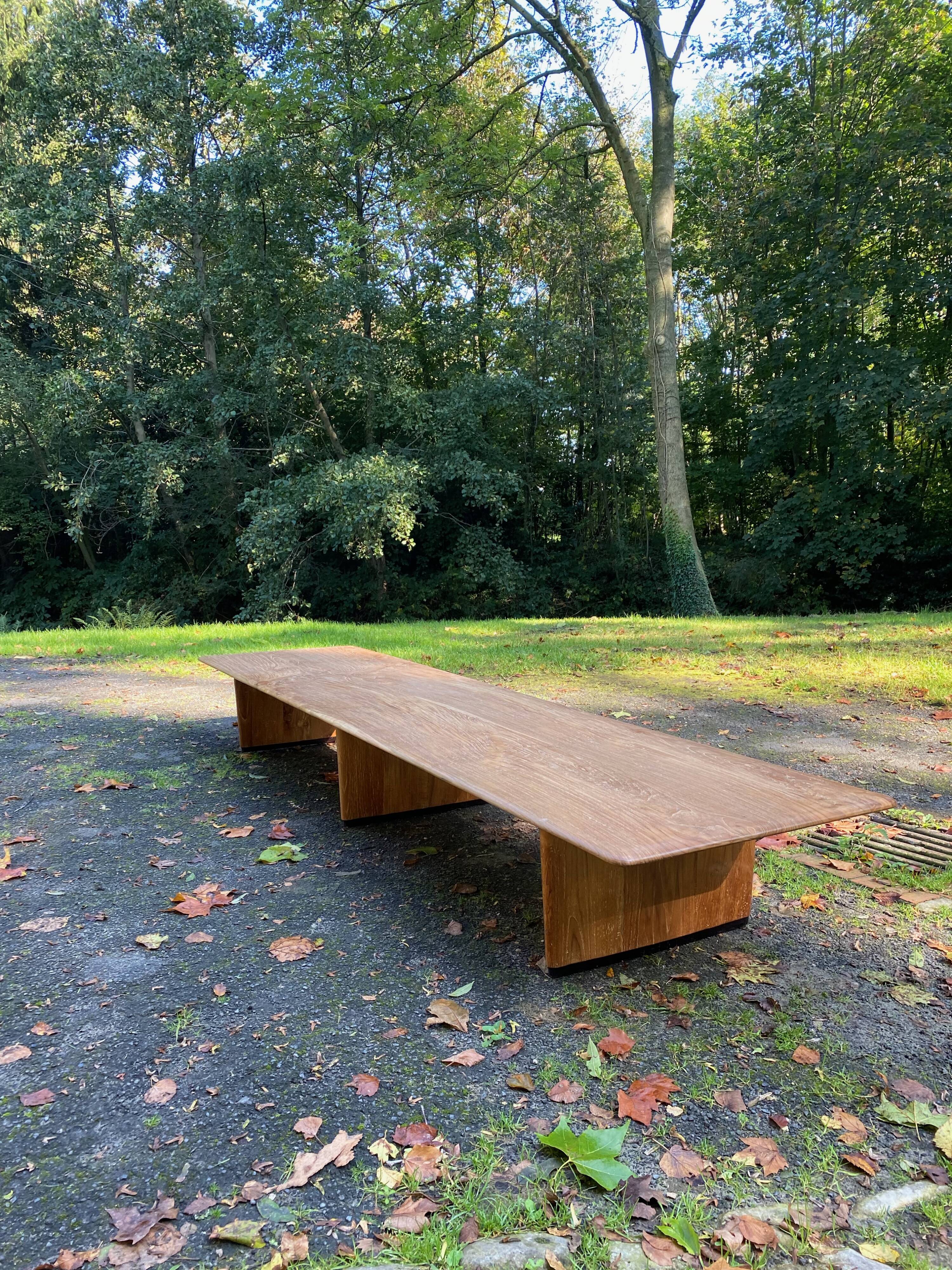 Long teak coffee table