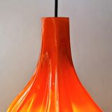 Flower shaped orange glass pendant lamp by peill & putzler, germany, 1970s