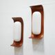 Pair of teak and opaline wall lamps by Goffredo Reggiani
