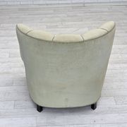 Fauteuil relax danois des années 1970, velours d'ameublement vert clair
