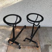Former pair of landiers iron chimney