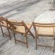 3 wood folding chairs and vintage canning