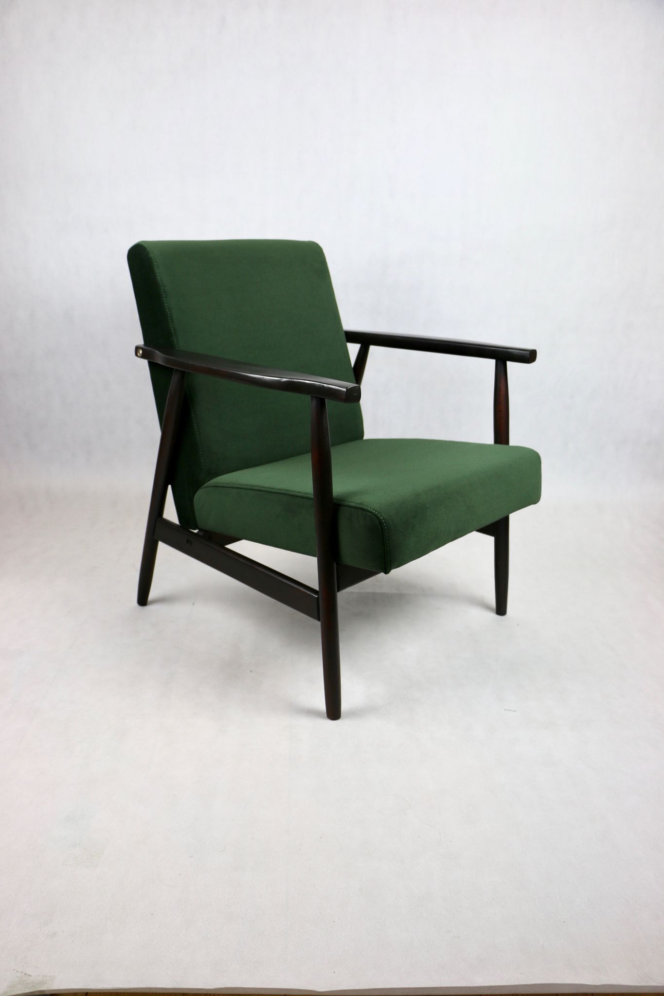 Vintage green olive easy chair, 1970s - dark wood