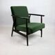 Vintage green olive easy chair, 1970s - dark wood