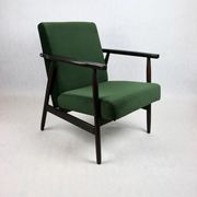 Vintage green olive easy chair, 1970s - dark wood