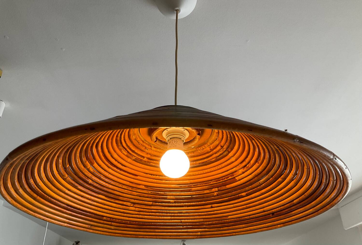Large rattan pendant light from the 60s-70s