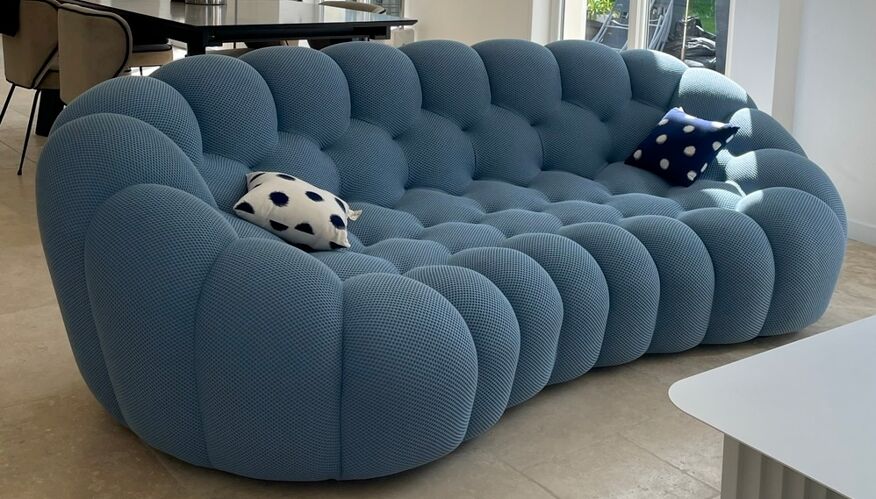 Canapé 3 places arrondi Roche Bobois Bubble 2 bleu denim | Selency