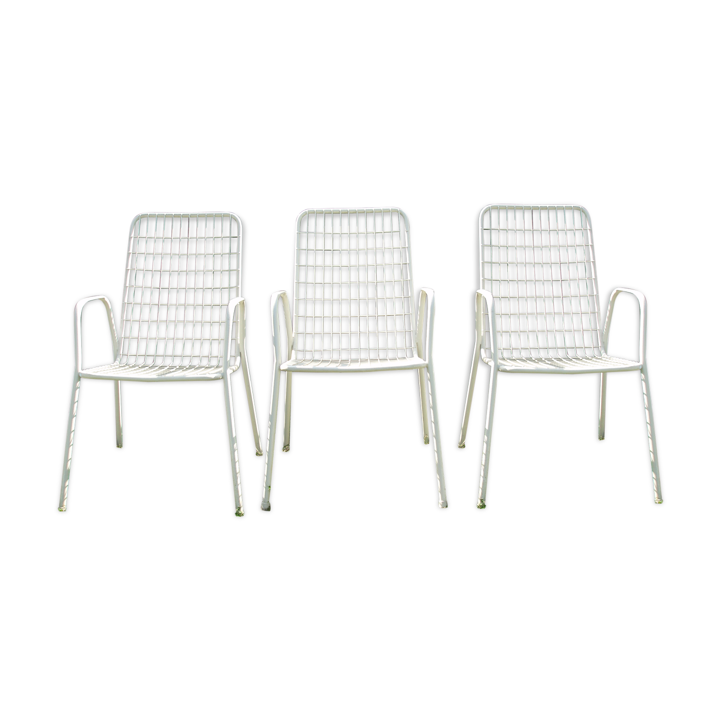 Three emu armchairs model italian vintage iron and rilsan