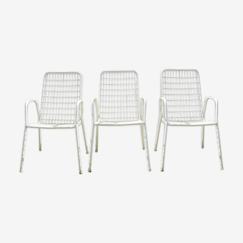 Trois fauteuils Emu modèle rio italien vintage en fer et rilsan