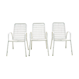 Three emu armchairs model italian vintage iron and rilsan