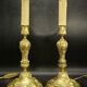 Paire de pieds de lampe style Louis XV - bronze doré