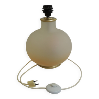 Vintage frosted glass lamp, round globe, elegant design, soft light.