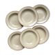 6 Deep plates in speckled beige stoneware, Tulowice style, Poland 1970