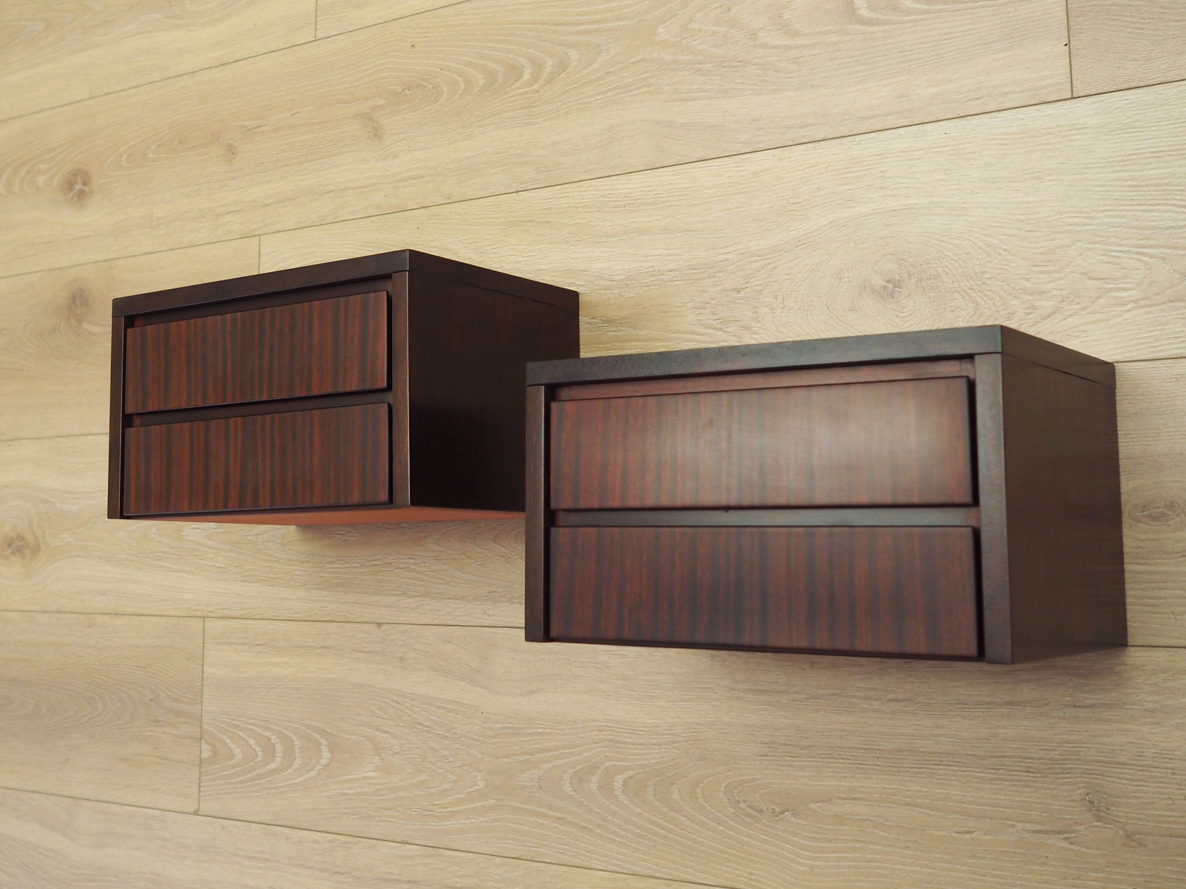Set of hanging bedside cabinets, Danish design, 1970s, production: Denmark