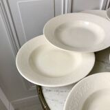 Set of 8 hollow plates Digoin Sarreguemines model Alphabet relief beige 40s