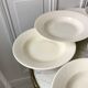 Set of 8 hollow plates Digoin Sarreguemines model Alphabet relief beige 40s
