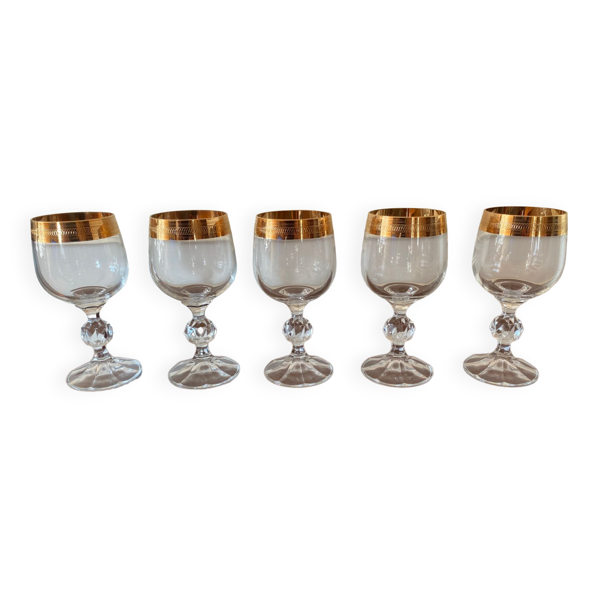 Crystal glasses with gilded edging