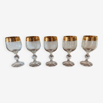 Crystal glasses with gilded edging