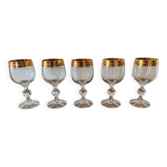 Crystal glasses with gilded edging