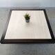 Table basse vintage travertin et bois design 1970