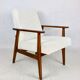 Fauteuil boucle ivoire blanc vintage, années 1970