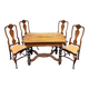 Dutch salon 1900, table and 4 chairs in marquetry stamped IDRAC.