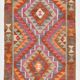 3x11 %100 Wool Geometric Multicolor Kilim Runner Rug 89x340Cm
