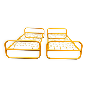 Pair of metal beds by Marc Berthier, Twenty Tube collection, 1972