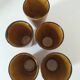 5 vintage caramel glazed stoneware cups, 70s crafts