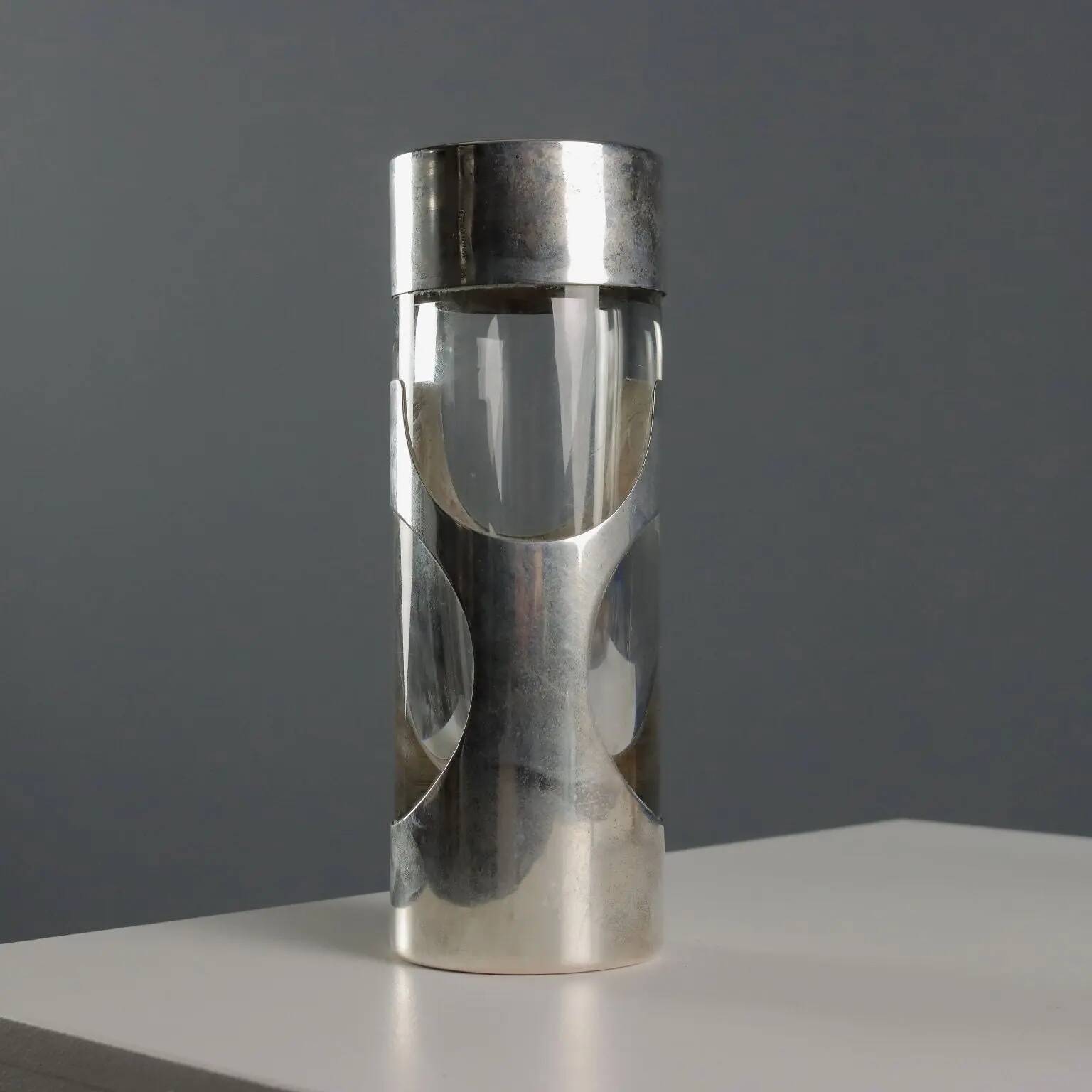Vase vintage en verre argenté James Rivière, Italie, années 1970