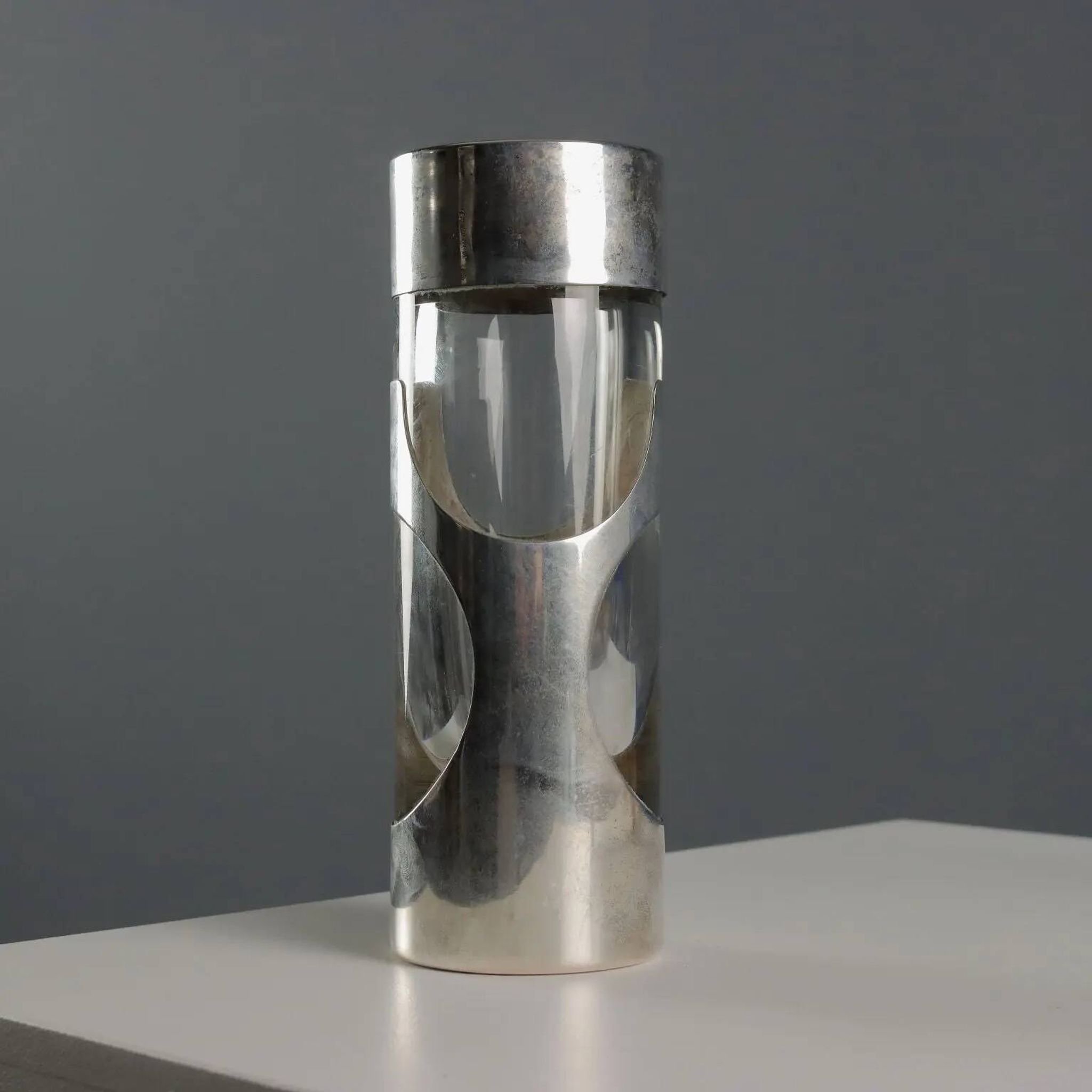 Vintage silvered glass vase by James Rivière, Italy, 1970s.