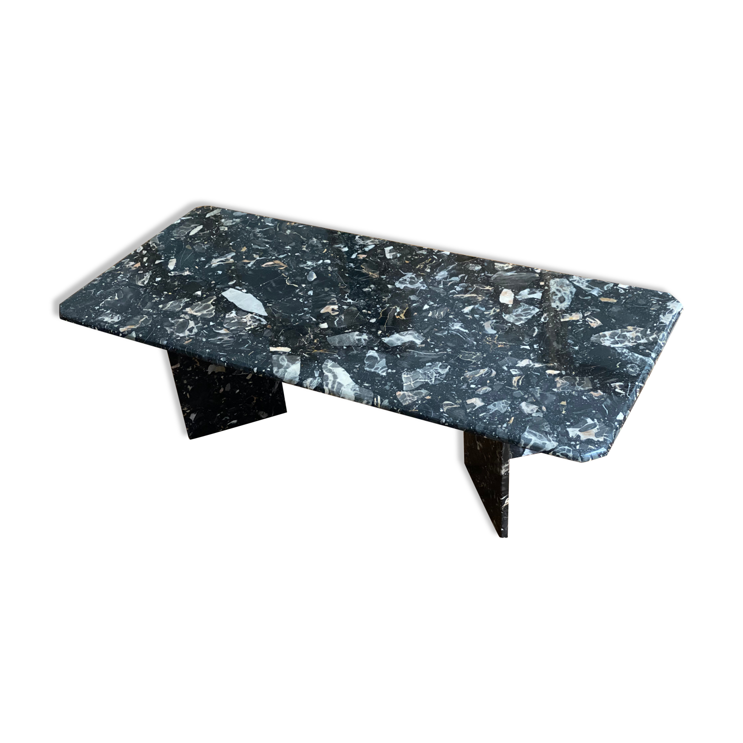 Minimalist design table in black marble Vintage Terrazzo